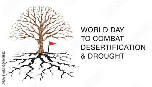 Foto Bare tree with deep roots for world day to combat desertification