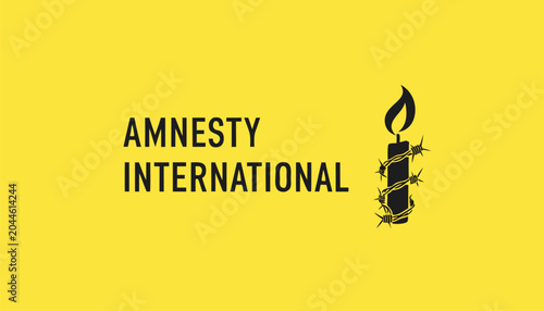 Tableau sur toile Amnesty international logo featuring a black candle wrapped in wire