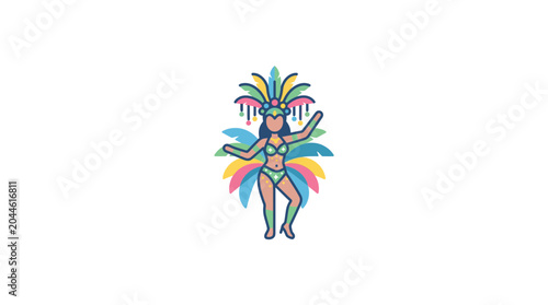 Photos Carnival Dancer with Colorful Feathers Costume Icon