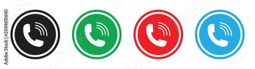 Phone Call Icon Set in Multiple Colors with Ringing Symbol