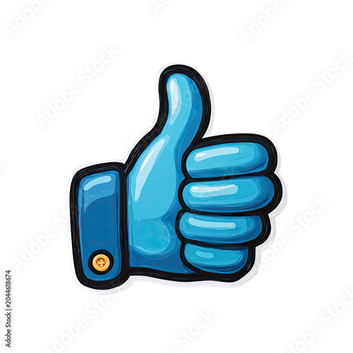 Cartoon-style blue thumbs-up gesture with a thick outlined edge