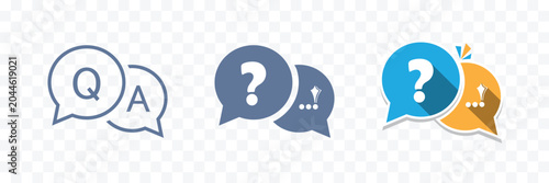 Schilderij op canvas Question and answer icon set