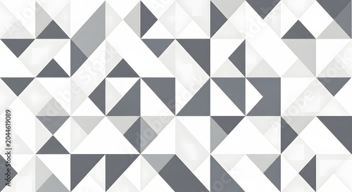 Abstract geometric pattern with grey and white triangles isolated on transparent background