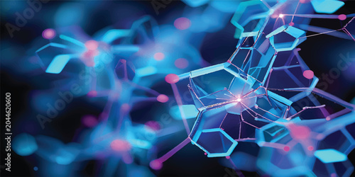 Cuadro en lienzo Abstract blue and light background with glowing particles creates a futuristic d