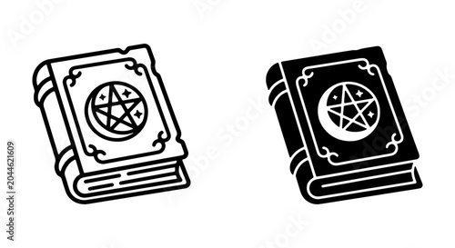 Bilde på lerret Mystical Spellbook Icons, Magic Grimoire Vector Art, Occult Book Symbols