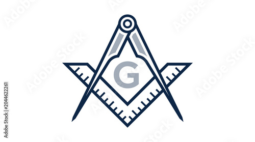 Tableau sur toile Masonic Square and Compasses Symbol with Letter G.