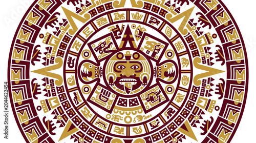 Принти на полотні Aztec Sun Stone Calendar Symbol.