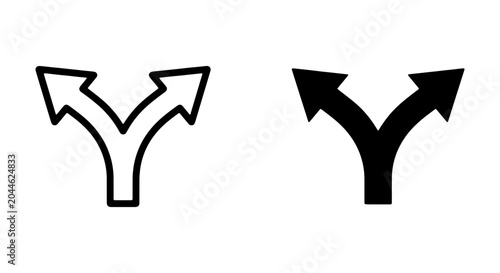 Bild auf Leinwand Fork in Road Icons, Decision Arrows, Path Choice Symbols, Business Strategy Opti