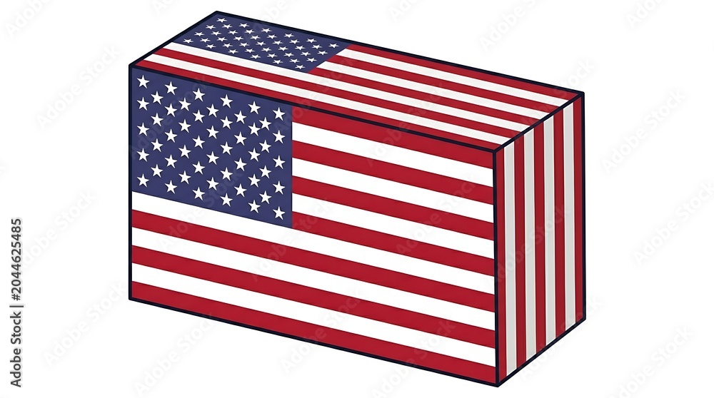 Fototapeta premium Usa flag pattern on three dimensional cube isolated on white background