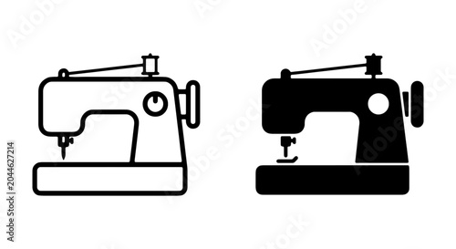 Sewing Machine Icons: Vintage and Modern, Black and White Vector Graphics for Crafting and Design