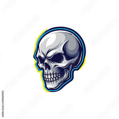 Skull Illustration with Colorful Outline.