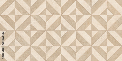 Quadro su tela Geometric ceramic tile pattern, beige and cream porcelain floor texture, archite