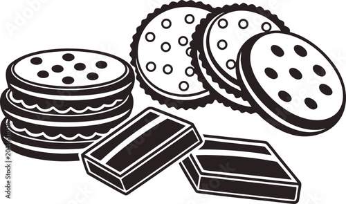 Cookies vector art illustration with assorted biscuit and chocolate designs