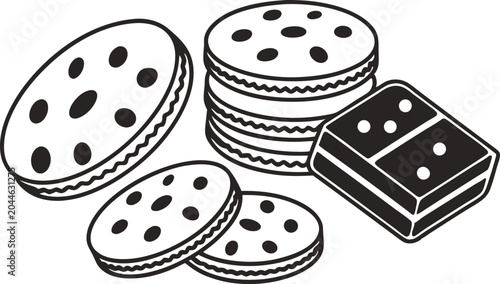 Vector illustration of assorted cookies and biscuits on white background