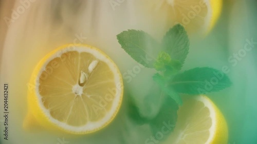 Refreshing Lemonade with Fresh Mint Leaves.