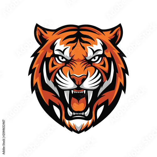 Fierce Orange Tiger Head Illustration.