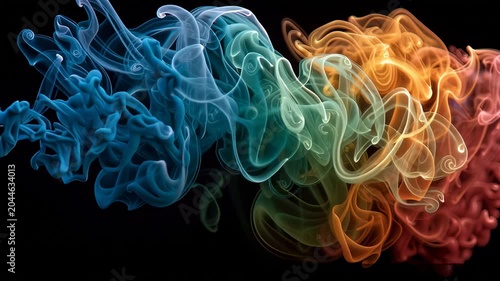 Colorful smoke flowing sideways