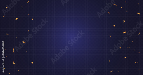 Festive dark blue background with falling golden confetti
