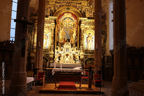 Slovenian church, interior, golden light present.