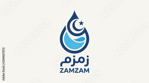 Obraz na płótnie Sacred Zamzam Water Drop Blue Gradient Islamic Symbol Illustration