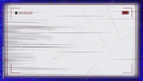Bild auf Leinwand Camera recording screen with blue noise border, transparent background, glitch style frame for video, monitoring, and retro technology concepts