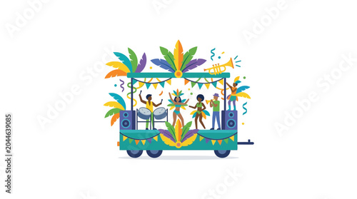 Carnival Parade Float with Performers and Musicians
