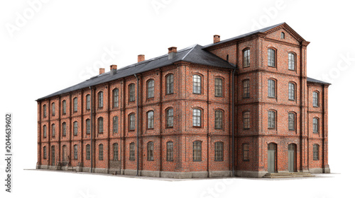 Old Red Brick Industrial Factory Building Exterior View