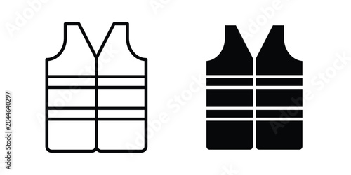 Schilderij op canvas Safety vest icon editable. Vector pack in black