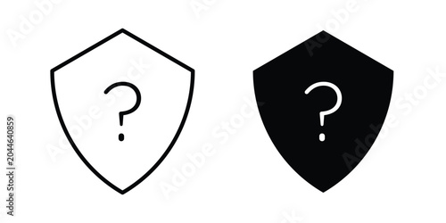 Cuadro en lienzo Shield interrogation icon editable. Vector pack in black