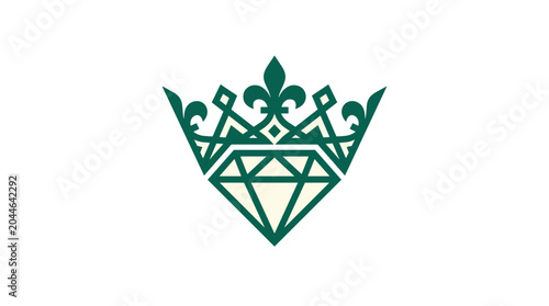 Green Diamond Crown Emblem Symbol.