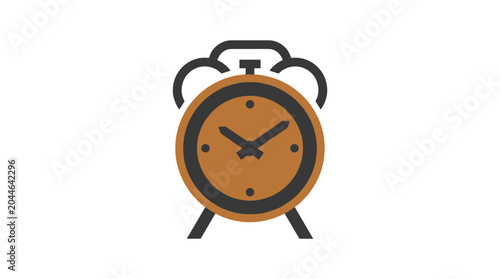 Retro alarm clock with two bells on top and legs.