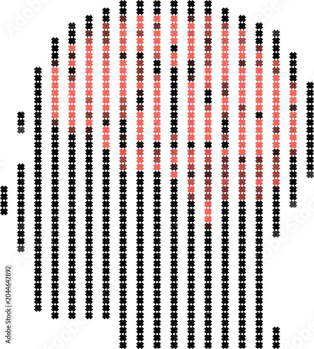 Obraz na plátne Brain cross stitch pattern head profile digital art graphic design isolated on