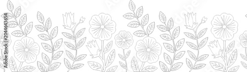 Flower border coloring page line art sketch vector illustration isolated on white