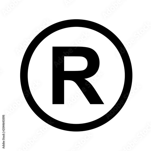 Registered trademark icon, legal protection symbol, intellectual property sign, branding identity mark