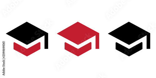 Фотография Graduation cap icon set, academic education symbol collection, university achiev