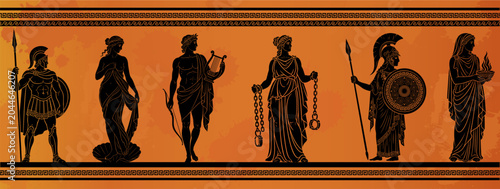Quadro em tela Greek mythology characters set in ancient vase painting style