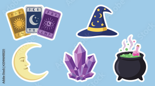 Canvastavla Whimsical witchcraft and magic symbols stickers.