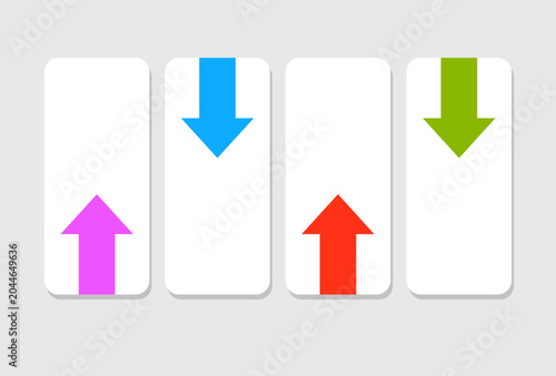 Infographic featuring four white rounded rectangles with colorful arrows pointing various directions.