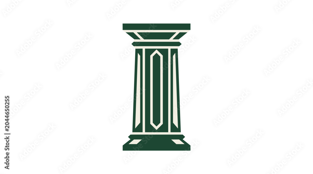 Obraz premium Green Doric Column Isolated on White Background.