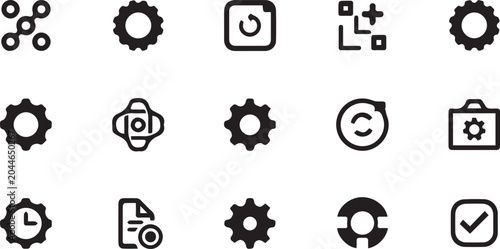 Schilderij op canvas Hand drawn technology settings and system management symbols set