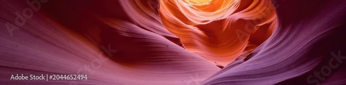 Antelope Canyon's glowing sandstone walls, panoramic view, sunlight, photography