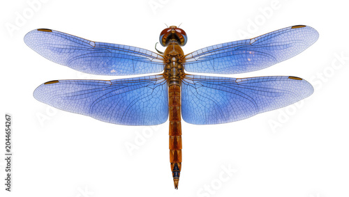 Quadro su tela Dragonfly with large blue wings and brown body