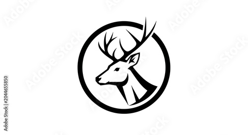 Deer head silhouette inside circular frame