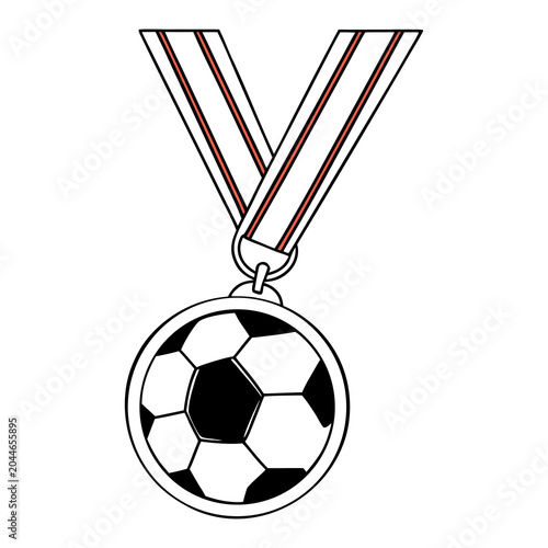 Championship winner medal with ribbon, black and white outline icon transparent  background PNG