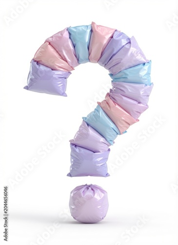 question mark made from plastic garbage bags