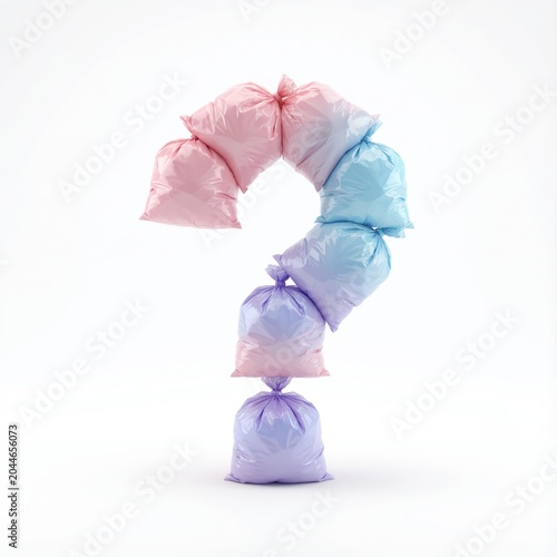 question mark made from plastic garbage bags