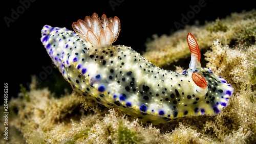 Bild auf Leinwand Colorful Nudibranch on Tropical Coral Reef