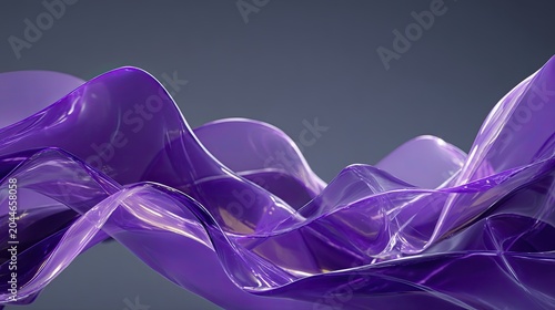 Smooth, flowing, translucent purple fabric curves softly