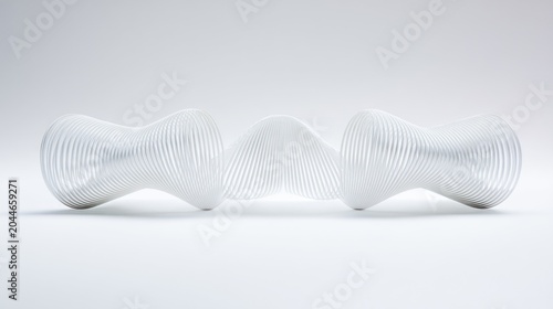 Abstract white sculpture on a white surface with high key lighting