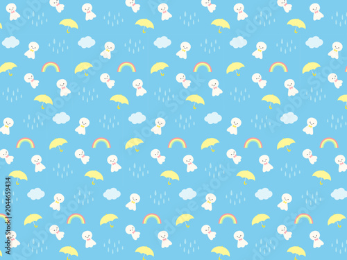梅雨のかわいいパターン背景